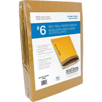 Enveloppes rembourrées Kraft autocollantes, n° 6, 12,5 po x 19 po, paq./10-Dimensions intérieures : 12 3/8 po x 17 3/4 po