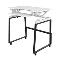 Rocelco - Ensemble rehausseur de bureau de luxe à hauteur ajustable de 40" et support au sol - Blanc / Noir-ENSEMBLE DE BUREAU PERMANENT: Comprend le convertisseur de bureau debout de 40 "(DADR-40) et le support de plancher mobile de luxe (DADRB-FSM) pour convertir la colonne montante de bureau en un bureau assis-debout roulant complet