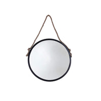 Mirrorize - Grand Miroir Mural Rond - 24" x 24" - Noir-Miroir mural rond avec cintre en corde