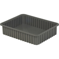Lewis Bins+ – Contenants Stack-N-NestMD Plexton, 22,4 x 17,4 x 5 (po), gris, 4/paquet-Grandes surfaces planes sur les quatre côtés pour faciliter l’identification du contenu