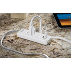 Staples - Câble de rallonge tressé de 6 pi 53053, 2 prises et 2 ports USB, gris-2 ports USB 2,4A pour recharger