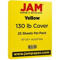 JAM Paper Papier cartonné mat, 8,5 x 11 po, 130 lb, jaune, 25/paquet (295931633)-Papier cartonné jaune, couverture