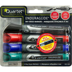 Quartet - Marqueurs à effacement sec EnduraGlide − Pointe biseautée − Couleurs variées − Paquet de 4-Doté d’une jauge d’encre afin que vous sachiez toujours combien d’encre il reste