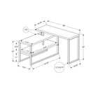 Monarch Specialties - 7586 Bureau 60 po L - Ciment/Metal Argent De Coin Cote D/G-Dimensions du produit: 60 pouces L x 47,25 pouces P x 30 pouces H