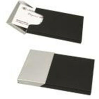 Elegance – Étui pour cartes professionnelles, noir mat et chrome-Matériau : Métal