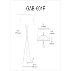 Dainolite - Lampe sur pied à incandescence transitionnelle Gabriela, 1 lumière, noir mat avec abat-jour blanc-Hauteur réglable