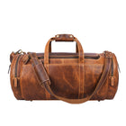 Tolredo Helios Leather Travel Barrel Bag - Brown-100% cuir pleine fleur de première qualité, fabriqué à la main avec du cuir de source éthique
