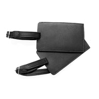 Ashlin® – Étiquette de bagage rectangulaire double QUITO avec sangle réglable, noir, (TAG042X-18-01)-Étiquette de bagage de format carte professionnelle standard.