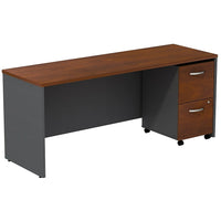 Bush – Coquille de bahut de 72 po de largeur Westfield et classeur sur roulettes à 2 tiroirs, cerisier Hansen et gris graphite-La surface en stratifié Diamond Coat résiste aux égratignures et aux taches et reste belle même après des années.