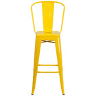 Flash Furniture Tabouret de bar de qualité commerciale, de 30 po avec dossier en métal jaune pour l'intérieur et l'extérieur-Finition du cadre enduit de poudre jaune