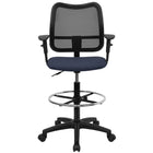 Flash Furniture – Tabouret de dessinateur courbé avec mailles, accoudoirs réglables, bleu marine-Tabouret de dessinateur contemporain