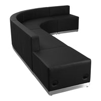 Flash Furniture – Alon Series ZB803610SBK, ensemble de réception 5 pièces, cuir,noir-Revêtement doux en cuir noir.