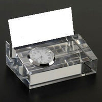 Elegance - Horloge avec porte-cartes-Horloge élégante en cristal optique avec porte-cartes professionnels ajouter une touche de classe à votre bureau.