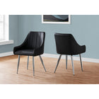 Monarch Specialties - 1185 Chaise - Simili-Cuir Noir/Chrome - Paquet de 2-Les accoudoirs sont bas, le siège est profond et le dos est rembourré pour plus de confort et de soutien