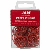 JAM PAPER - Trombones Circulaires Colores, Rouge, 2 Paquets de 50-Couleur : Rouge