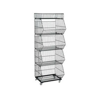 Eddie's - Rack à bacs à quatre niveaux - 57 po H x 19-3/4 po l x 17-1/4 po P - Noir-Rack à bacs