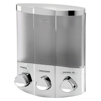 Euro – Distributeur à savon Trio, chrome-Élimine tout encombrement, les compartiments se détachent du mur pour un nettoyage et un remplissage faciles