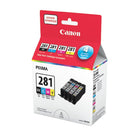 Canon – Réservoirs d'encre CLI-281 Noir, Cyan, Magenta, Jaune, emballage économique-Cyan, magenta, jaune, noir
