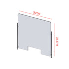 Mark Maker Rod Sneeze Guard - Acrylique transparent 1/4" -panneau de 30" Lx31,5"H- ensemble de tiges de 24"H - passage de 4"x12"-Fabriqué à partir d'acrylique transparent de 1/4".