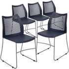 Flash Furniture - Chaise empilable marine de la série HERCULES à dossier ventilé et à base traîneau enduite de poudre grise-Ensemble de 5 chaises empilables polyvalentes