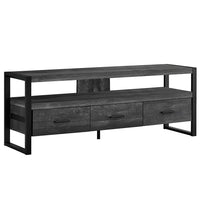 Monarch Specialties - 2823 Meuble Tv - 60 po L/Faux Bois Noir/3 Tiroirs-Une étagère ouverte idéal pour les unités audiovisuelles