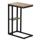 Monarch Specialties - 3672 Table D'Appoint - 25 po H/Taupe Fonce/Metal Noir-Table d'appoint en forme de C avec une base qui peut glisser sous les canapes pour plus de commodite