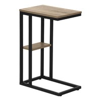 Monarch Specialties - 3672 Table D'Appoint - 25 po H/Taupe Fonce/Metal Noir-Table d'appoint en forme de C avec une base qui peut glisser sous les canapes pour plus de commodite