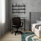 Can-Bramar Modernatta 3 Tier Wall Mounted Bookcase - Matte Black-Étagère murale avec tablettes en bois et châssis de métal de style contemporain