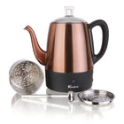 Percolateur à café électrique Euro Cuisine PER04 4 tasses avec fonction de maintien au chaud – Cuivre-Bec verseur précis et sans goutte