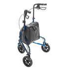 Drive Medical - Rollator à 3 roues avec panier, plateau et sac, bleu flamme-Livré avec un sac, un plateau et un panier