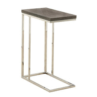 Monarch Specialties - 3253 Table D'Appoint - Taupe Fonce Avec Chrome-Table d'appoint à âme creuse, dotée d'un fini bois vieilli taupe foncé, offrant amplement d'espace pour déposer vos goûters, vos boissons et même vos repas