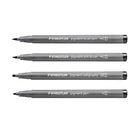 Staedtler - Stylos pigmentes d'art noirs, paquet de 4-4 stylos intensement pigmentes avec pointes assorties