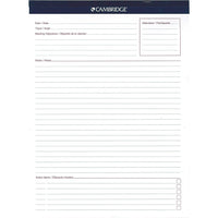 Cambridge® – Bloc-notes de réunion Headstrip, 8 1/2 po x 11 3/4 po, 70 feuilles-Bloc-notes d'affaires offrant des feuilles de réunion lignées qui permettent la prise de notes structurée pendants les réunions quotidiennes