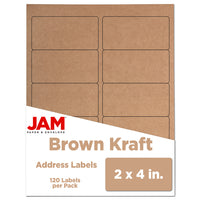 JAM Paper - Étiquettes d'adresse d'expédition - Envoi standard - 2 po x 4 po - Kraft brun - Paquet de 120-Emballage anglais seulement