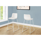 Monarch Specialties - 7750 Tabouret De Bar - Simili-Cuir Blanc/Metal Blanc-Base mince en métal blanc. Polyvalente pour une utilisation dans plusieurs pièces