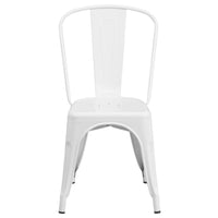 Flash Furniture – Chaise empilable en acier pour l’intérieur et l’extérieur, blanc (CH31230WH)-Chaise empilable de style bistro