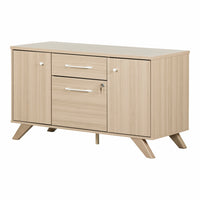 South Shore - Helsy Credence 2 tiroirs avec portes Orme naturel-Panneaux de particules lamines Unite de rangement