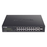 Commutateur PoE non géré 10/100 à 18 ports avec 2 ports SFP combinés de D-Link (DES-1018MPV2)-Commutateur non géré prêt à l'emploi parfait pour alimenter les appareils compatibles PoE