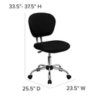 Flash Furniture - Fauteuil fonctionnel H-2376-F-BK-GG en mailles, sans accoudoirs, dossier mi-dos, noir-Base chromée résistante à toute épreuve