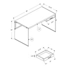 Monarch Specialties - 7445 Bureau 48 po L - Faux Bois Gris/Verre Trempe-Dimensions du produit: 48 po L x 24 po L x 30 po H