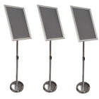 Eddie's - Porte-affiches sur pied 11" x 17" à cadre encliquetable - Aluminium argenté / Chrome - Paquet de 3 (130412-3)-Porte-affiches sur pied avec cadre encliquetable