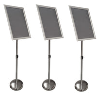 Eddie's - Porte-affiches sur pied 11" x 17" à cadre encliquetable - Aluminium argenté / Chrome - Paquet de 3 (130412-3)-Porte-affiches sur pied avec cadre encliquetable