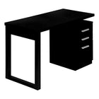 Monarch Specialties - 7691 Bureau 48 po L - Noir Orientation Gauche Ou Droite-Bureau d'ordinateur avec 3 tiroirs de rangement et un dessus de bureau flottant au fini noir