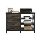 Sauder 42"W La Collection Steel River Crédence - Finition Carbon Oak-  Le tiroir inférieur peut contenir des fichiers suspendus de format Lettre ou Légal