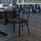 Flash Furniture – Chaise de restaurant en acier à traverses horizontales, noir, siège en vinyle noir (XUDG694BLADBLKV)-Assemblage soudé