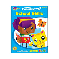 TREND enterprises Inc. - Livre d'activités à section effaçable, School Skills, préscolaire : prématernelle, maternelle-Livre à couverture souple avec des pages effaçables pour les jeunes enfants qui pratiquent la motricité de base, la lecture, lâ€™écriture et le triage