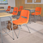 Flash Furniture - Chaise coquille orange, empilable et ergonomique de la série HERCULES avec cadre gris-Garantie à vie limitée sur le cadre