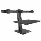 Rocelco - Station de travail à trois moniteurs à hauteur réglable avec port de charge USB - Noir-Construit en aluminium léger