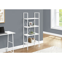 Monarch Specialties - 7801 48 po H Etagere - Blanc/Metal Blanc-Les quatre niveaux d'etageres solides sont elegants et discrets, ce qui en fait une piece ideale pour montrer vos objets de collection, vos photographies encadrees, vos objets d'art et même une plante d'interieur ou deux.