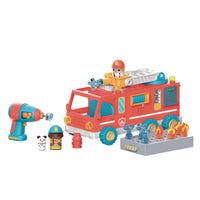 Educational Insights - Conception & Drill® Bolt Buddies Camion de pompiers™-Ensemble de jeu de construction de forage : les enfants utilisent une véritable perceuse de jouets, qui fonctionne et qui est sûre pour les enfants, pour construire leur propre camion de pompiers, avec une échelle à charnières et des toppers de feu et d'eau, puis font éclater le pompier bolt buddy, le chef des pompiers et le copain de chien dalmate sur le camion et la course dans le plaisir de jeu de feinte ! Excellente façon d'intr